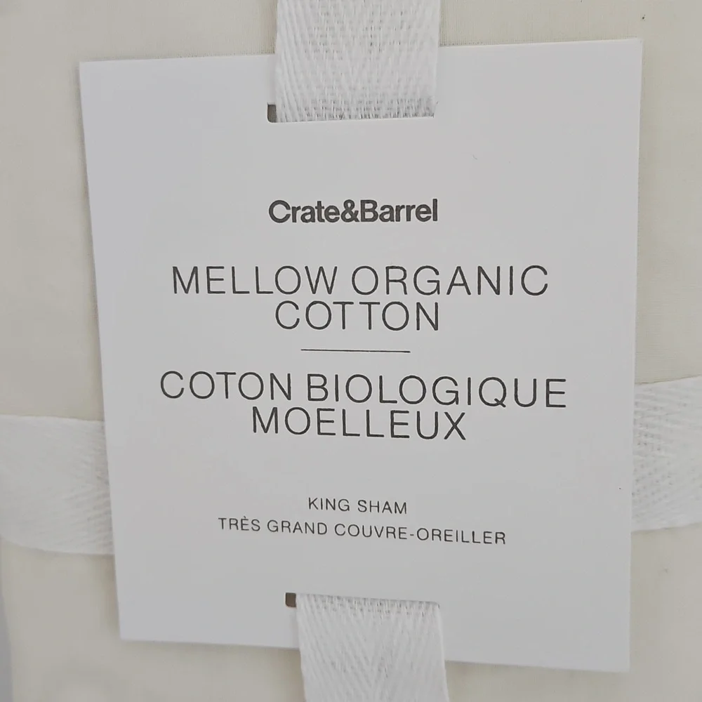 Crate&Barrel NWT Mellow Cream Organic Cotton King Sham